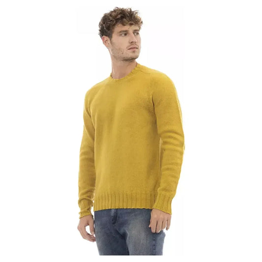 Alpha Studio Radiant Yellow Crewneck Woolen Sweater Alpha Studio