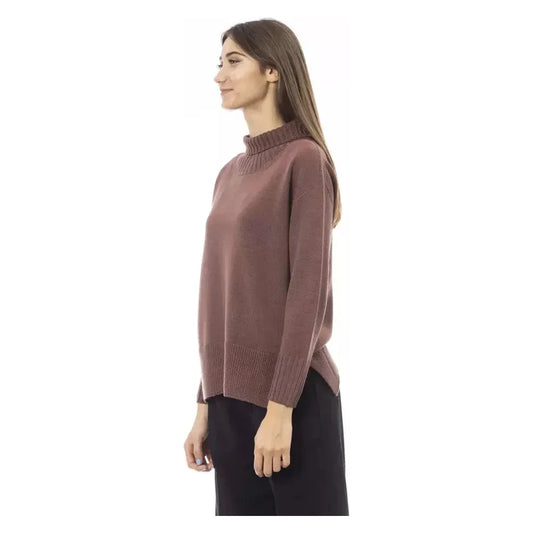 Alpha Studio Brown Merino Wool Women Sweater Alpha Studio