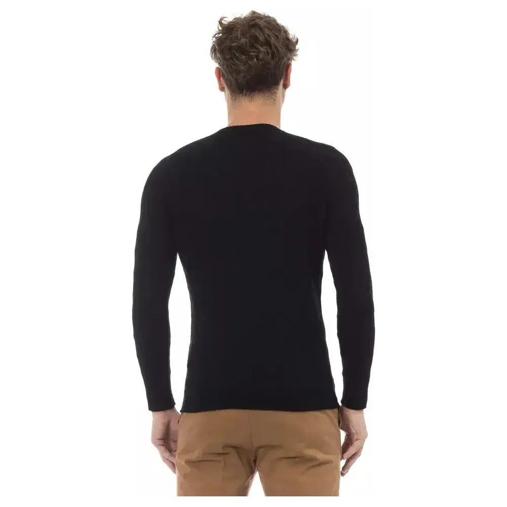 Alpha Studio Black Viscose Men Sweater Alpha Studio