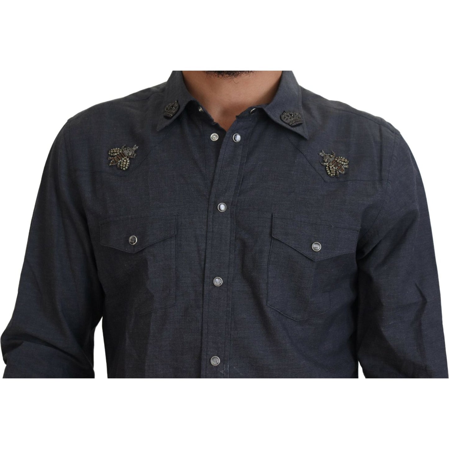 Dolce & Gabbana Elegant Slim-Fit Blue Denim Casual Shirt Dolce & Gabbana