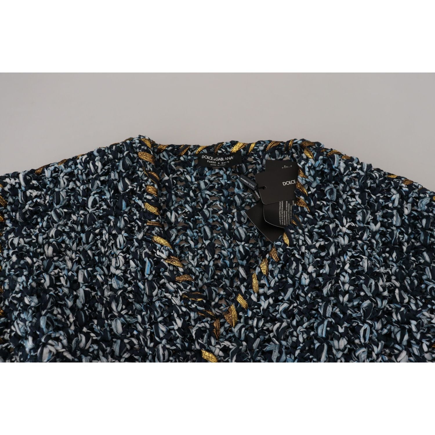 Dolce & Gabbana Blue Button Cardigan Fatto A Mano Sweater