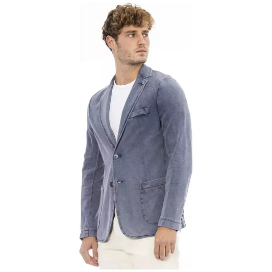 Distretto12 Blue Cotton Mens Blazer Distretto12