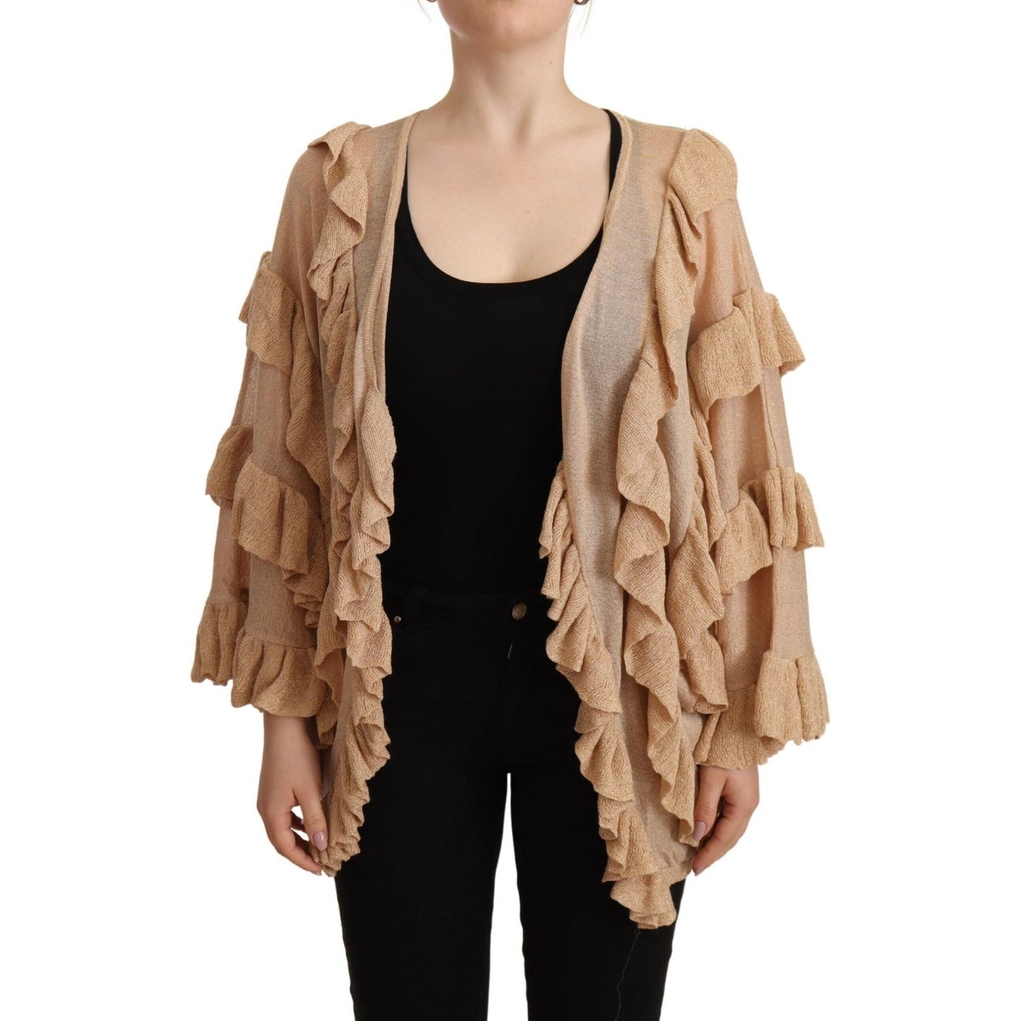 Aniye By Chic Beige Long Sleeve Open Front Cardigan Aniye By