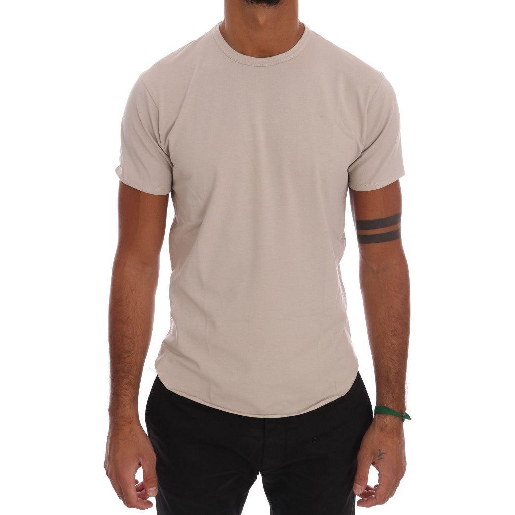 Daniele Alessandrini Beige Cotton Blend Crew Neck Tee