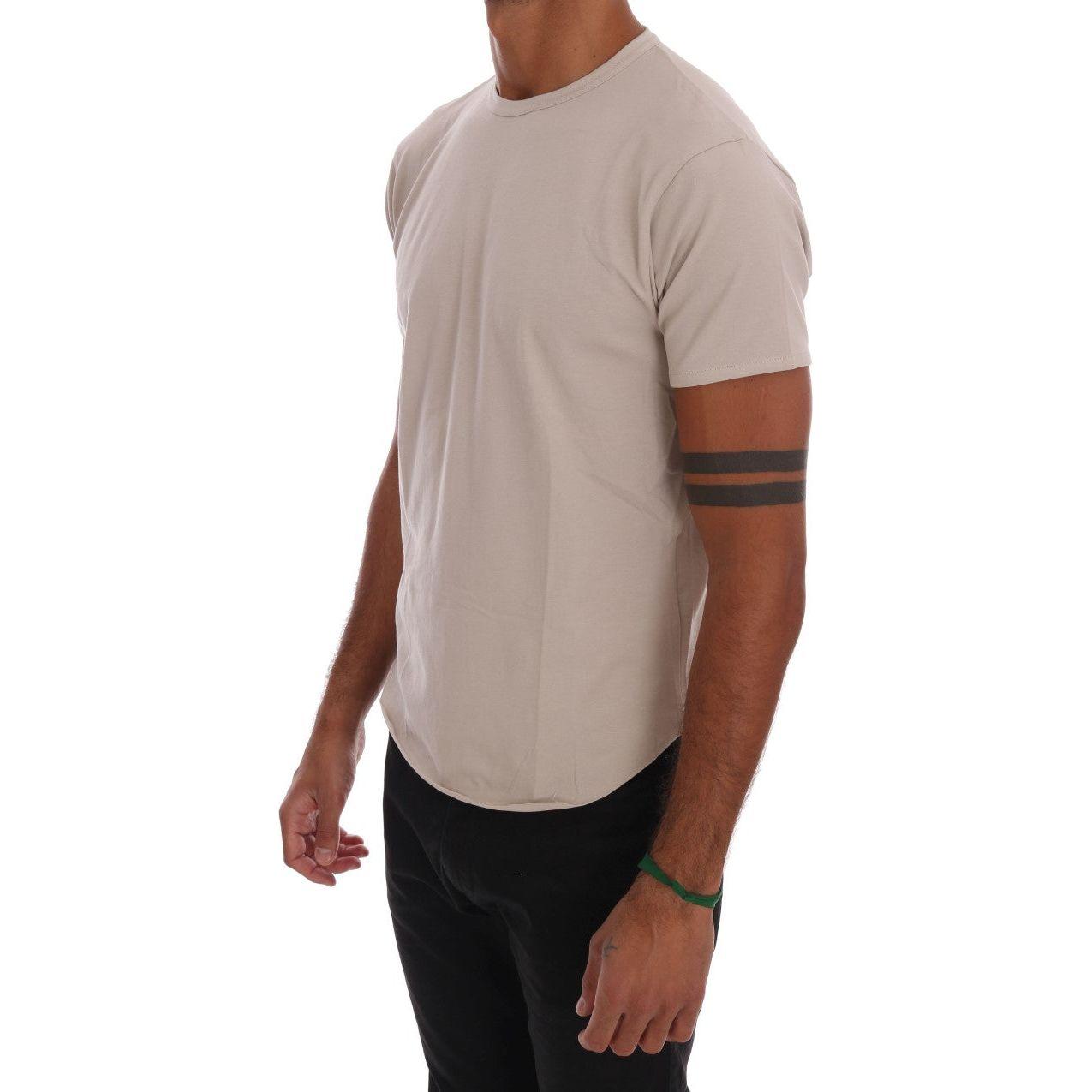 Daniele Alessandrini Beige Cotton Blend Crew Neck Tee