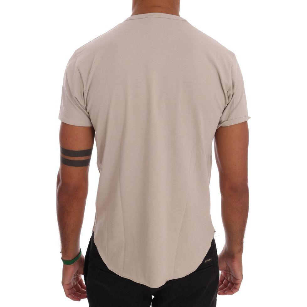 Daniele Alessandrini Beige Cotton Blend Crew Neck Tee