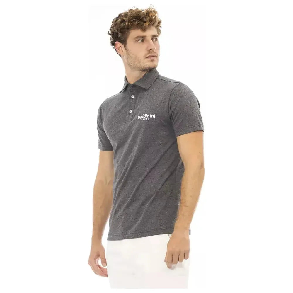 Baldinini Trend Gray Cotton Men Polo Baldinini Trend