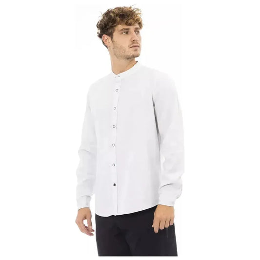 Baldinini Trend White Linen Men Shirt Baldinini Trend