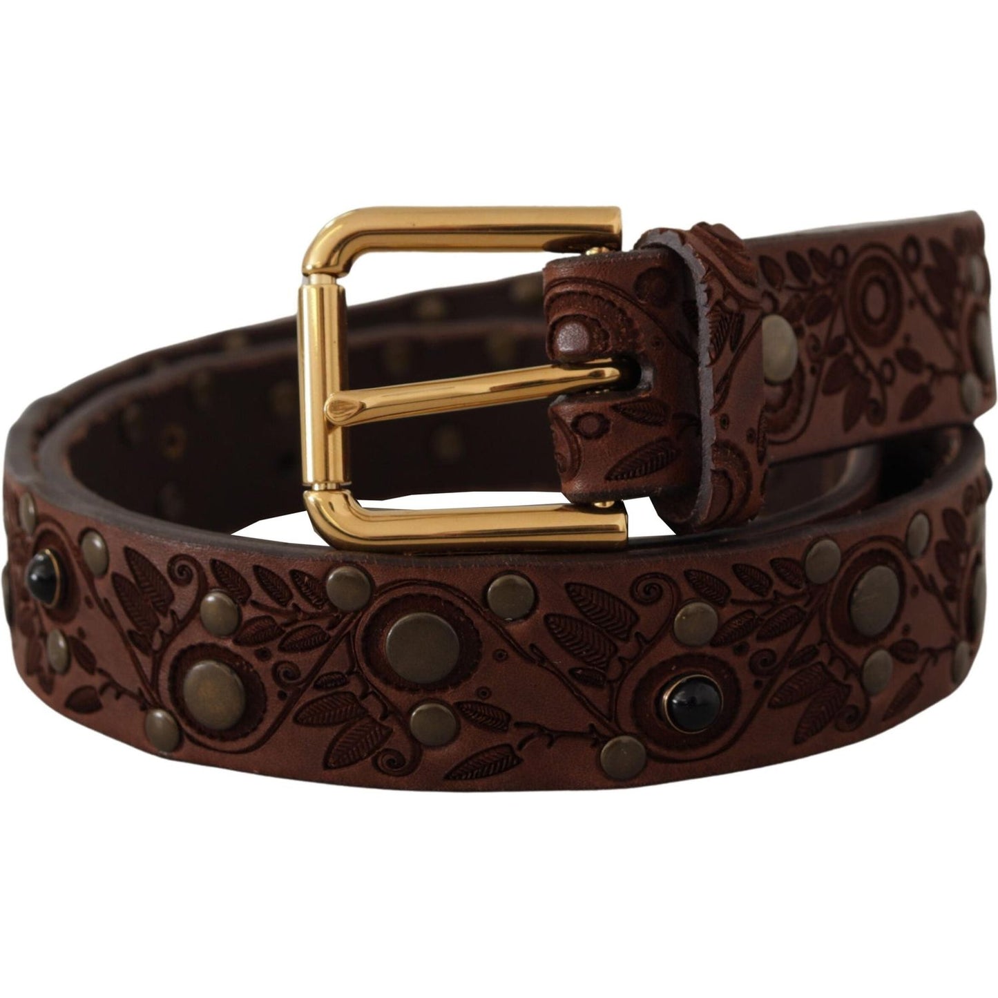 Dolce & Gabbana Elegant Leather Belt with Engraved Buckle Dolce & Gabbana