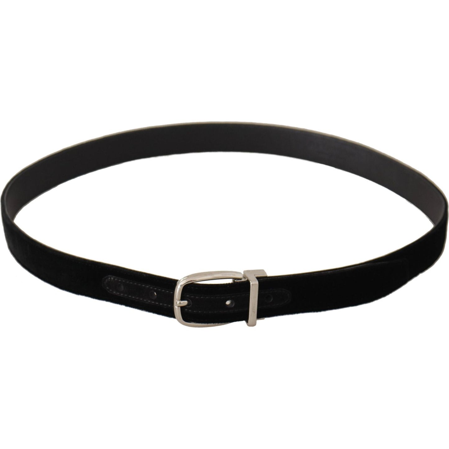 Dolce & Gabbana Elegant Velvet Black Belt with Logo Buckle Dolce & Gabbana