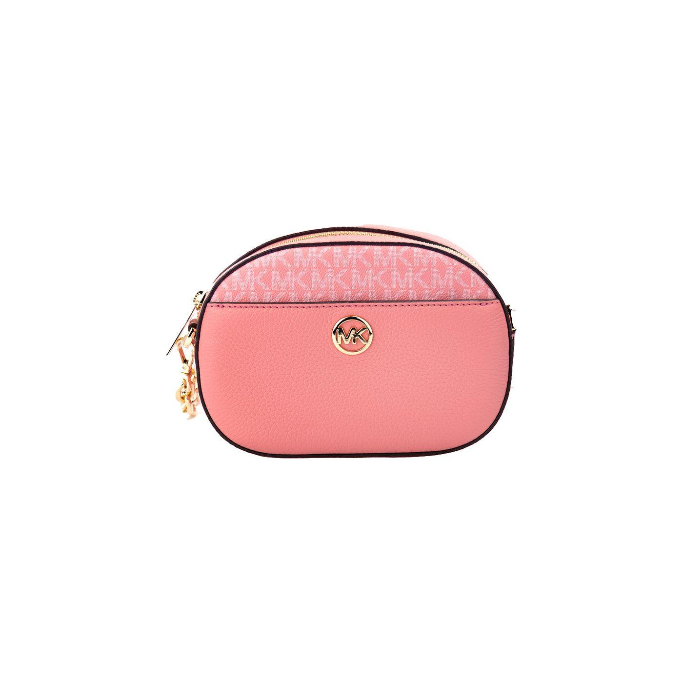 Michael Kors Jet Set Glam Tea Rose Leather Oval Crossbody Handbag Purse Michael Kors