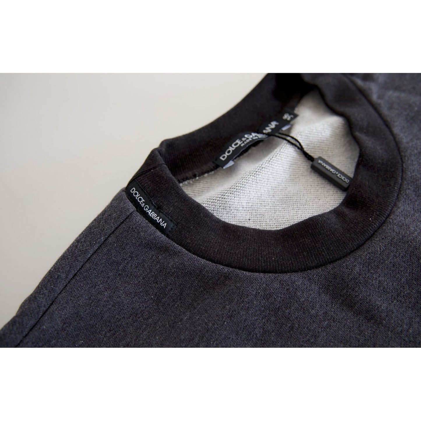 Dolce & Gabbana Elegant Dark Gray Crew Neck Sweater Dolce & Gabbana