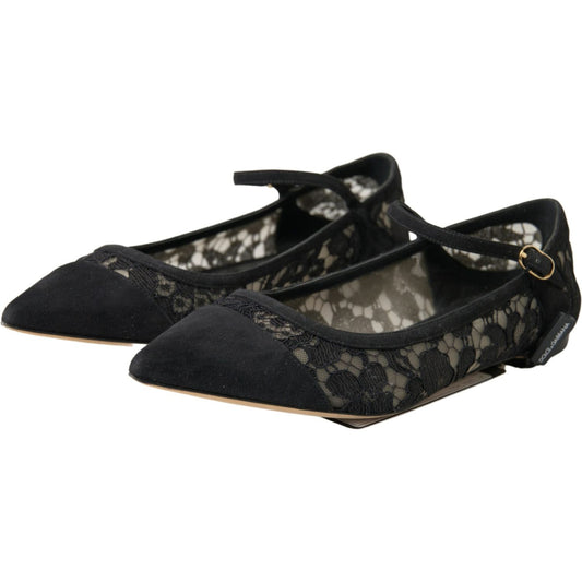 Dolce & Gabbana Elegant Black Lace Flats Dolce & Gabbana