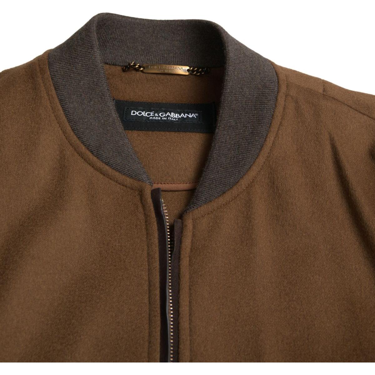 Dolce & Gabbana Elegant Brown Cashmere Bomber Jacket Dolce & Gabbana