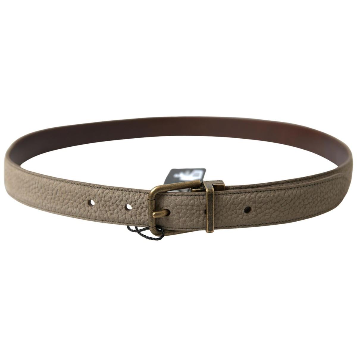 Dolce & Gabbana Elegant Beige Leather Belt with Metal Buckle Dolce & Gabbana