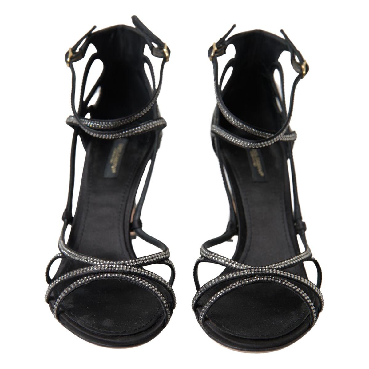 Dolce & Gabbana Rhinestone Stiletto Sandal Satin Shoes