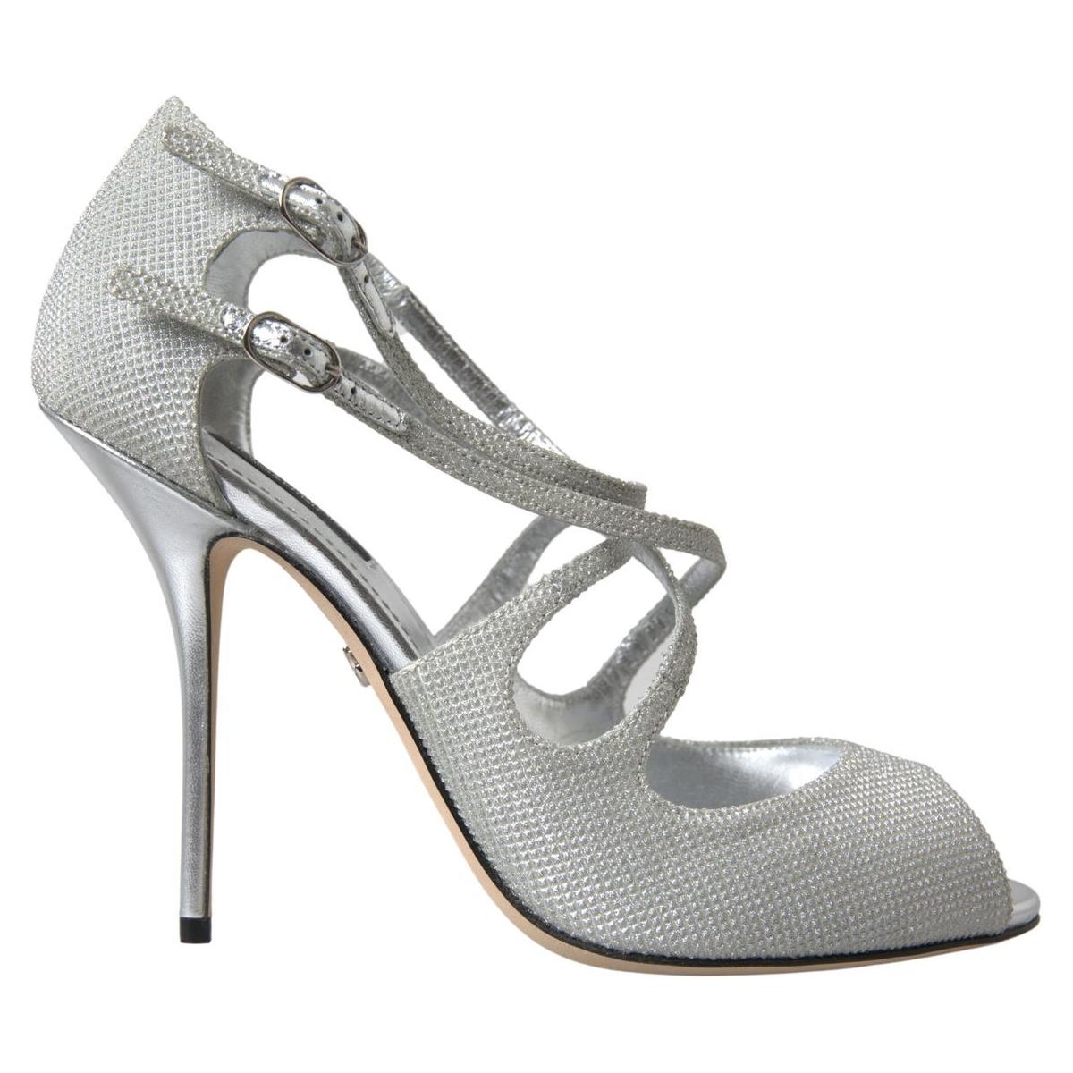 Dolce & Gabbana Elegant Shimmering Silver High-Heeled Sandals Dolce & Gabbana