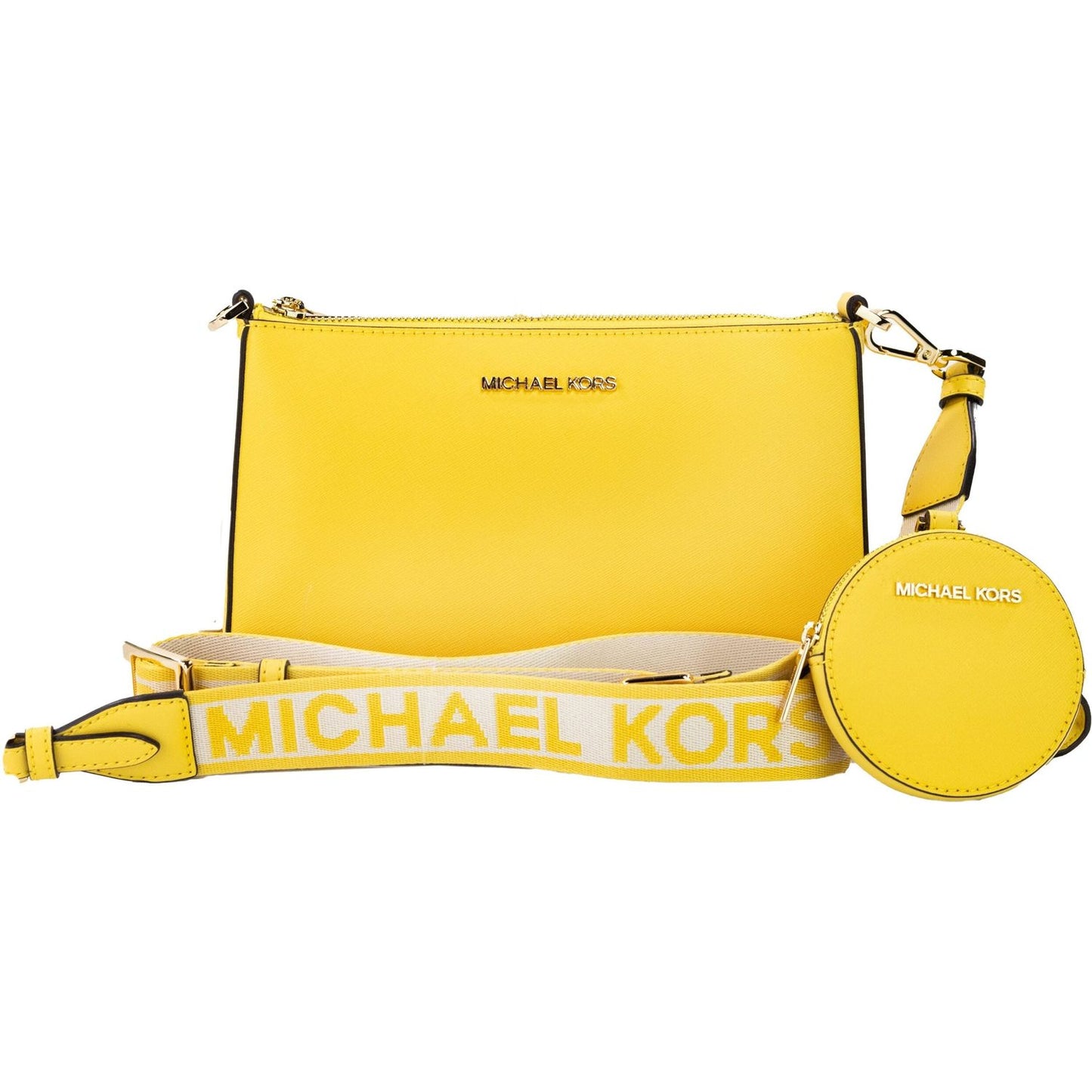 Michael Kors Jet Set Daffodil Vegan Crossbody Tech Attachment Bag Purse Michael Kors