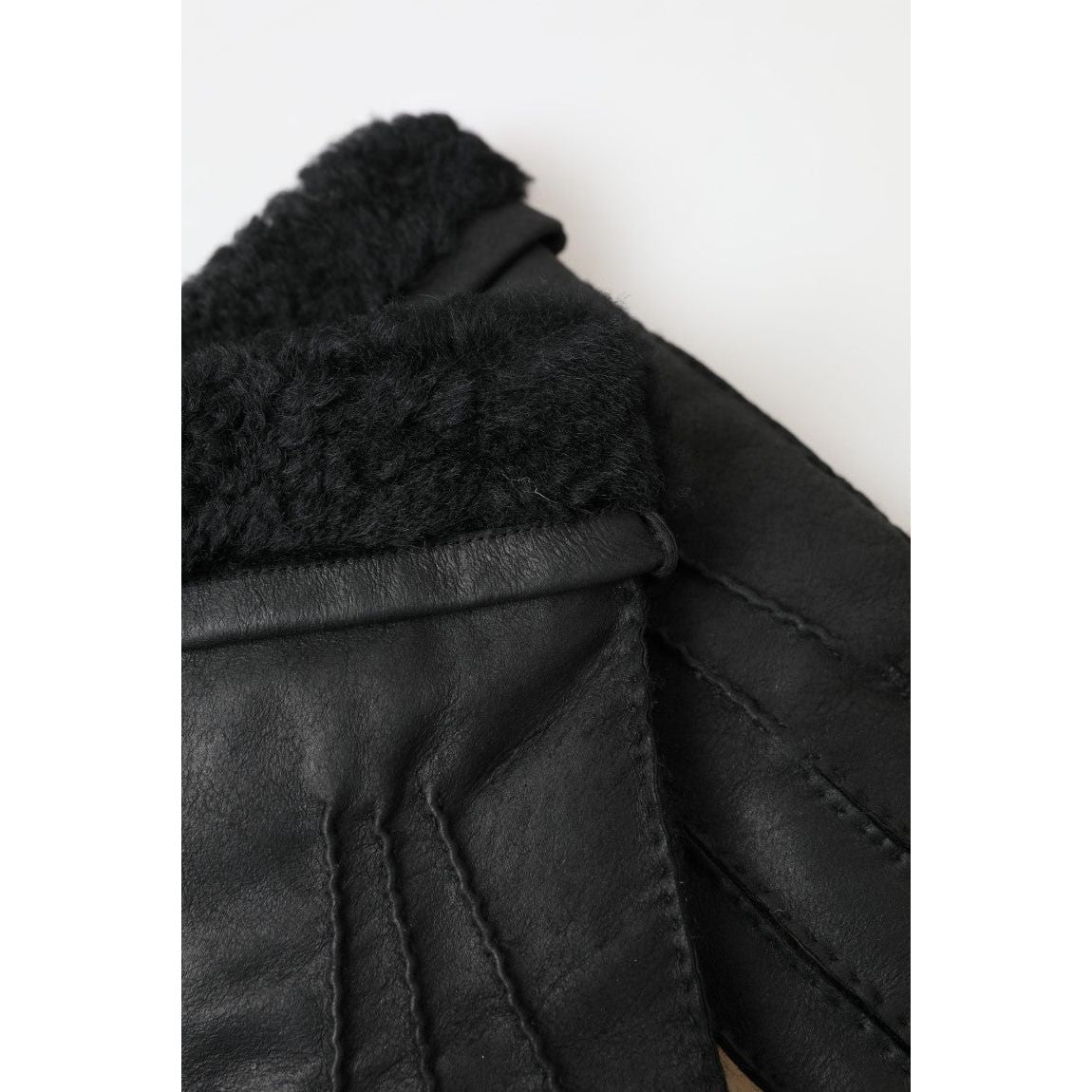 Dolce & Gabbana Elegant Black Leather Winter Gloves Dolce & Gabbana