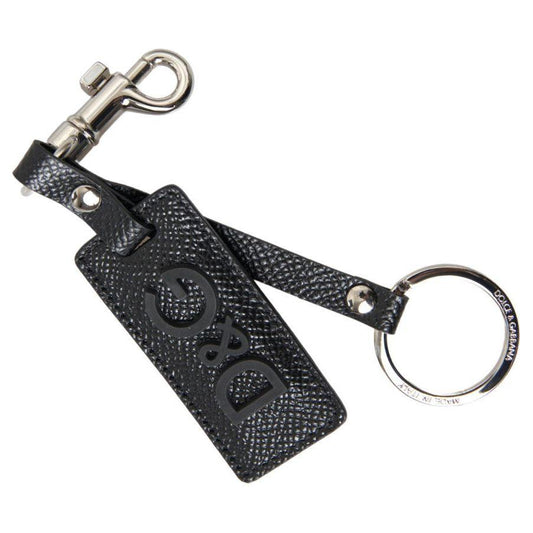 Dolce & Gabbana Elegant Black Leather Keyring Accessory Dolce & Gabbana