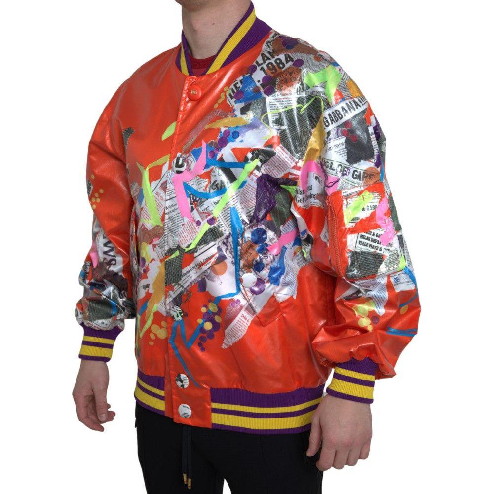 Dolce & Gabbana Orange Polyester Button Blouson Jacket 1728,67345645728,Bombers - Jackets & Coats - Clothing,Clothing,Dolce & Gabbana,IT44 | XS,IT46 | S,Jackets & Coats - Clothing,Jackets - Men - Clothing,Material: 100% Polyester,Men,Men - Clothing,New wi