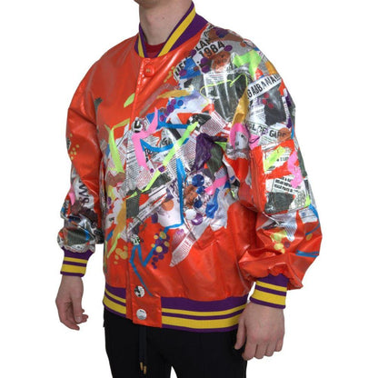 Dolce & Gabbana Orange Polyester Button Blouson Jacket 1728,67345645728,Bombers - Jackets & Coats - Clothing,Clothing,Dolce & Gabbana,IT44 | XS,IT46 | S,Jackets & Coats - Clothing,Jackets - Men - Clothing,Material: 100% Polyester,Men,Men - Clothing,New wi