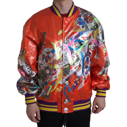 Dolce & Gabbana Orange Polyester Button Blouson Jacket 1728,67345645728,Bombers - Jackets & Coats - Clothing,Clothing,Dolce & Gabbana,IT44 | XS,IT46 | S,Jackets & Coats - Clothing,Jackets - Men - Clothing,Material: 100% Polyester,Men,Men - Clothing,New wi