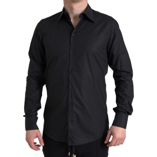 Dolce & Gabbana Elegant Black Gold Button Formal Shirt Dolce & Gabbana