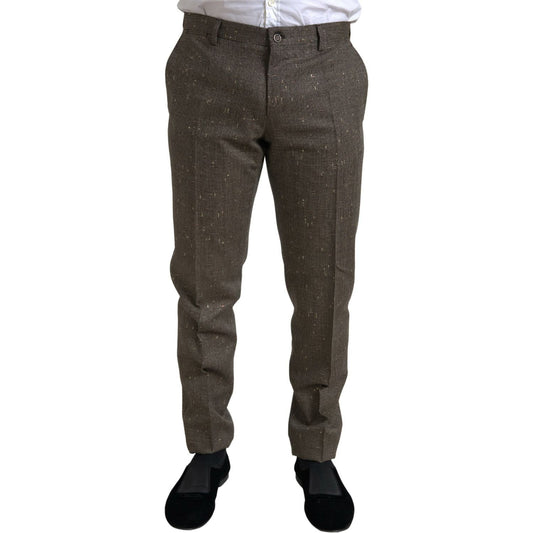 Dolce & Gabbana Brown Wool Dress Skinny Men Trouser Pants