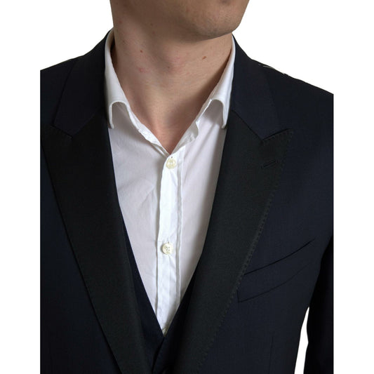 Dolce & Gabbana Elegant Blue & Black Martini Slim Fit Suit Dolce & Gabbana