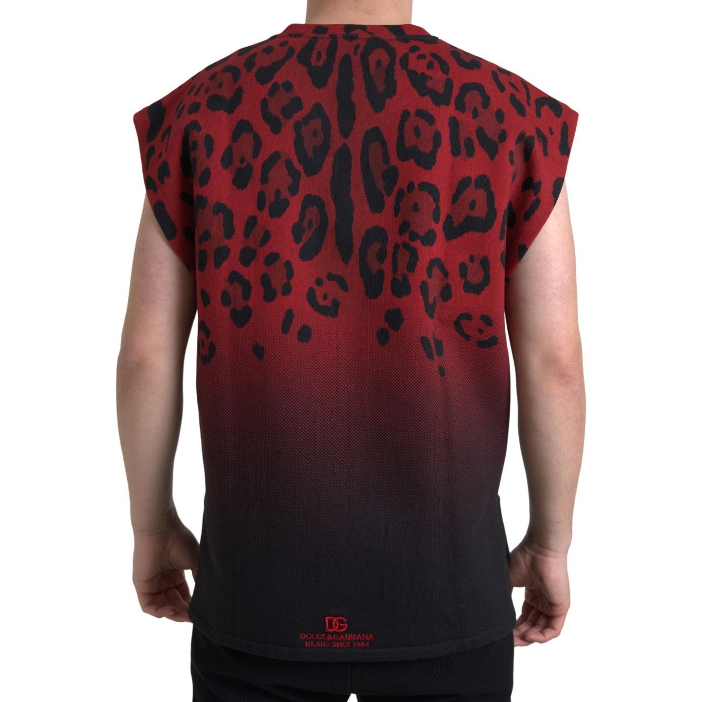 Dolce & Gabbana Red Leopard Print Cotton Tank Top Dolce & Gabbana