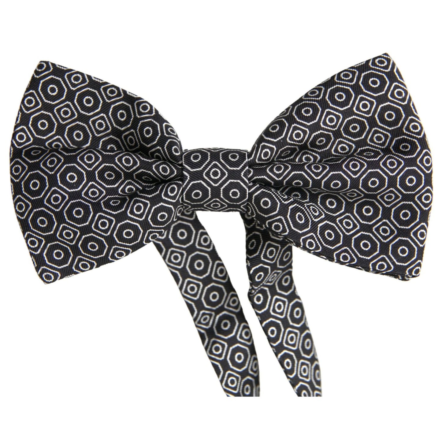Dolce & Gabbana Black White Pattern Adjustable Neck Papillon Bow Tie