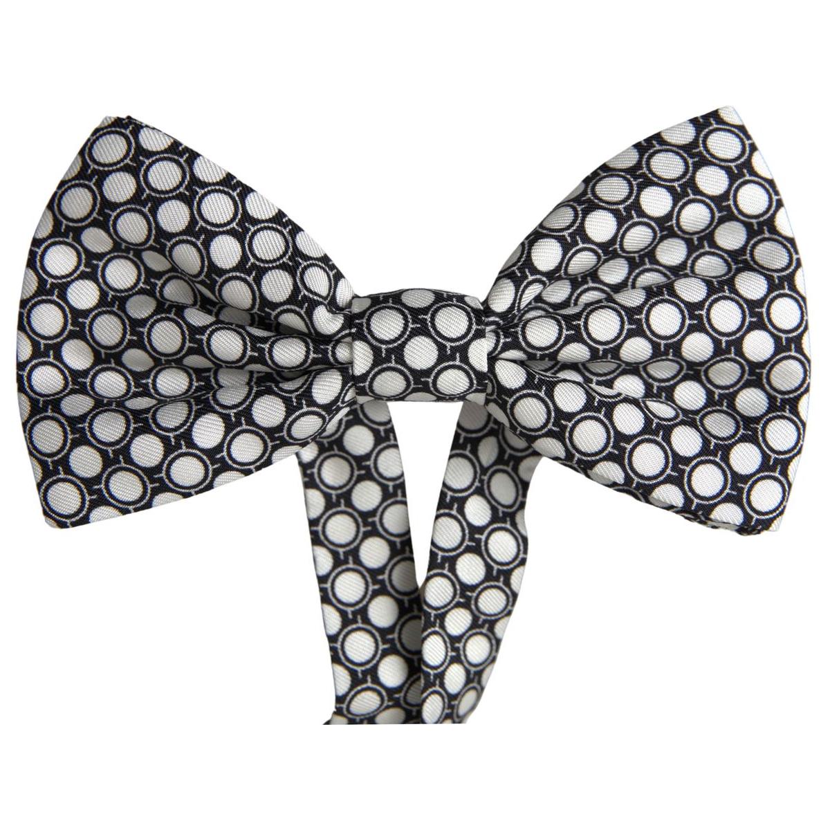 Dolce & Gabbana Elegant Silk Black and White Circle Bow Tie Dolce & Gabbana