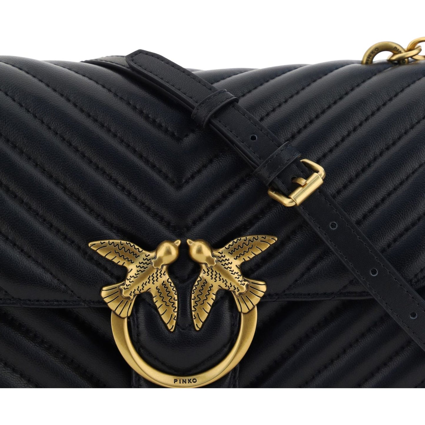 PINKO Elegant Black Quilted Leather Shoulder Bag PINKO