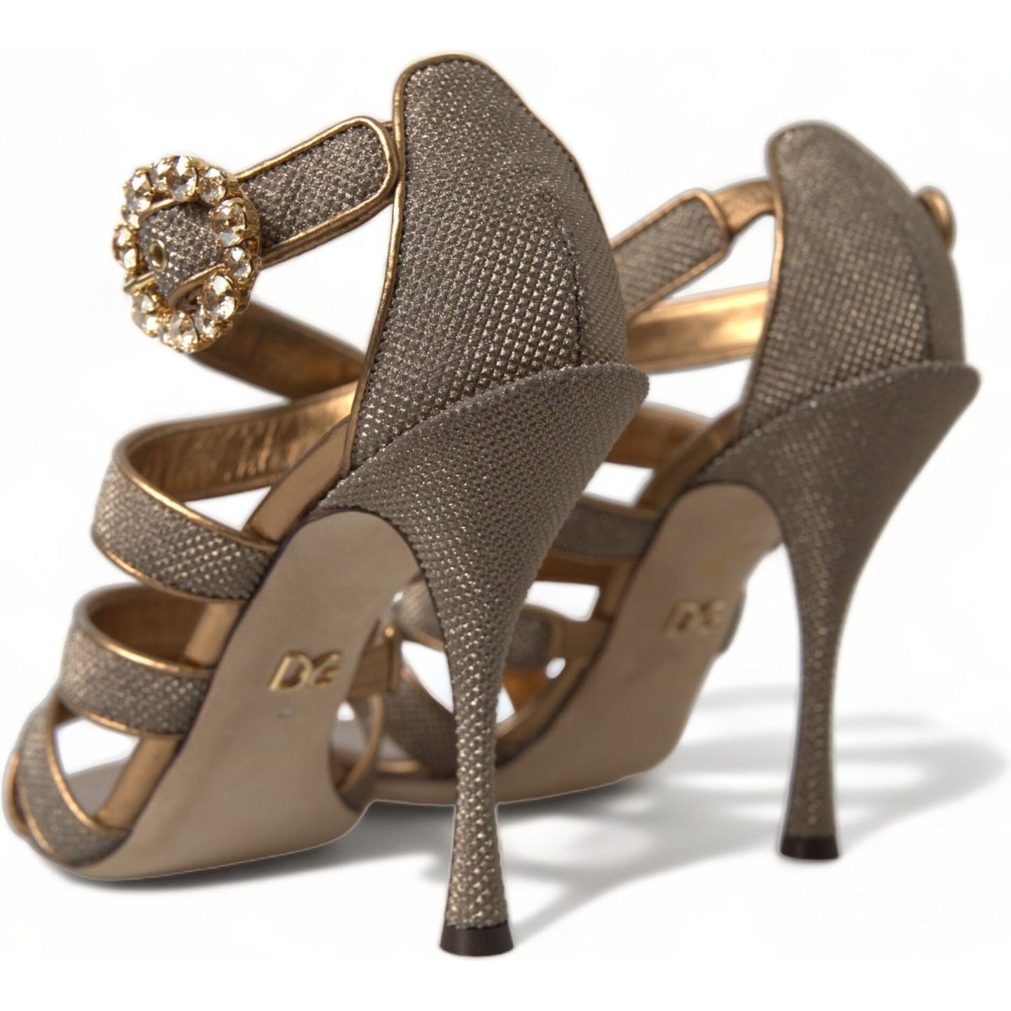 Dolce & Gabbana Bronze Crystal Stiletto Heels Sandals Dolce & Gabbana