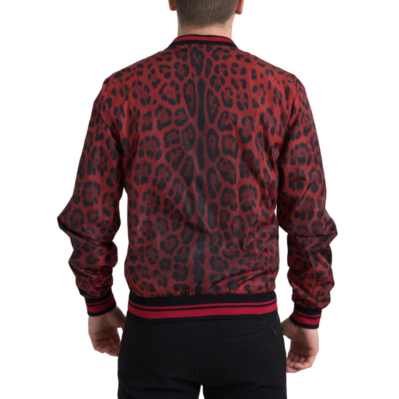 Dolce & Gabbana Red Leopard Bomber Short Coat Jacket 1728,67345645728,Bombers - Jackets & Coats - Clothing,Clothing,Dolce & Gabbana,IT44 | XS,IT46 | S,Jackets & Coats - Clothing,Jackets - Men - Clothing,Material: 100% Nylon,Men,Men - Clothing,New with tag