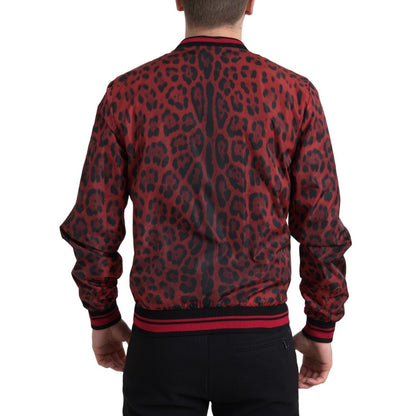 Dolce & Gabbana Red Leopard Bomber Short Coat Jacket 1728,67345645728,Bombers - Jackets & Coats - Clothing,Clothing,Dolce & Gabbana,IT44 | XS,IT46 | S,Jackets & Coats - Clothing,Jackets - Men - Clothing,Material: 100% Nylon,Men,Men - Clothing,New with tag