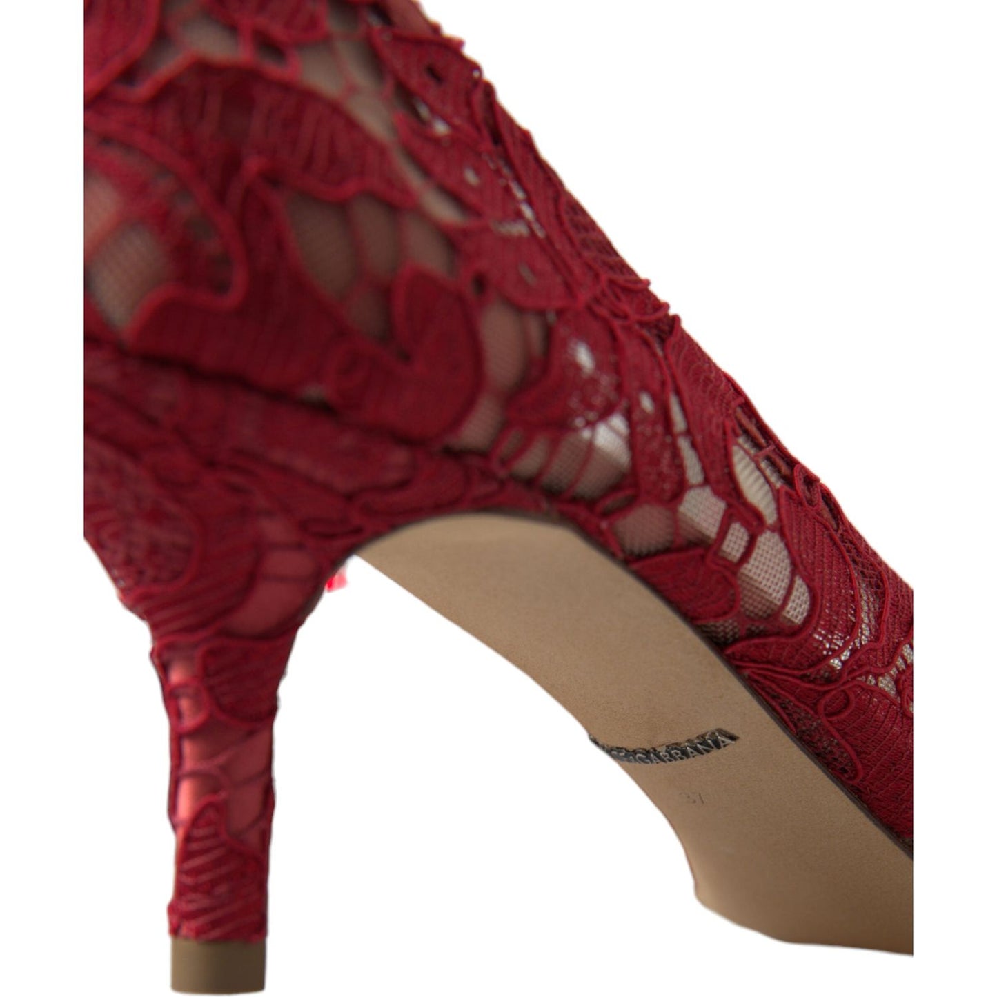 Dolce & Gabbana Radiant Red Lace Heels with Crystals Dolce & Gabbana