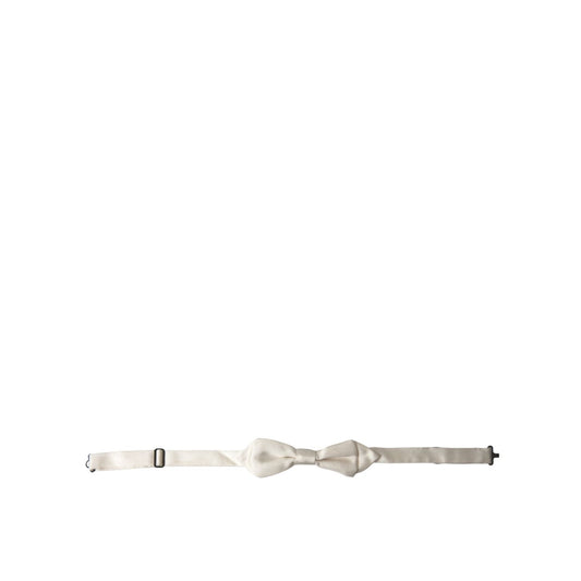 Dolce & Gabbana White Silk Slim Adjustable Neck Papillon Bow Tie