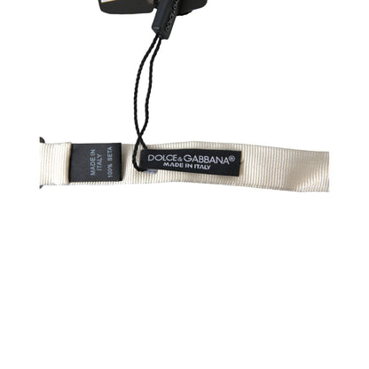 Dolce & Gabbana White Silk Slim Adjustable Neck Papillon Bow Tie