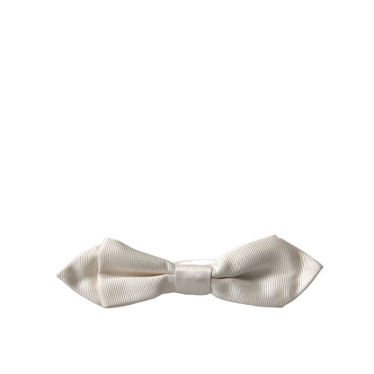 Dolce & Gabbana White Silk Slim Adjustable Neck Papillon Bow Tie