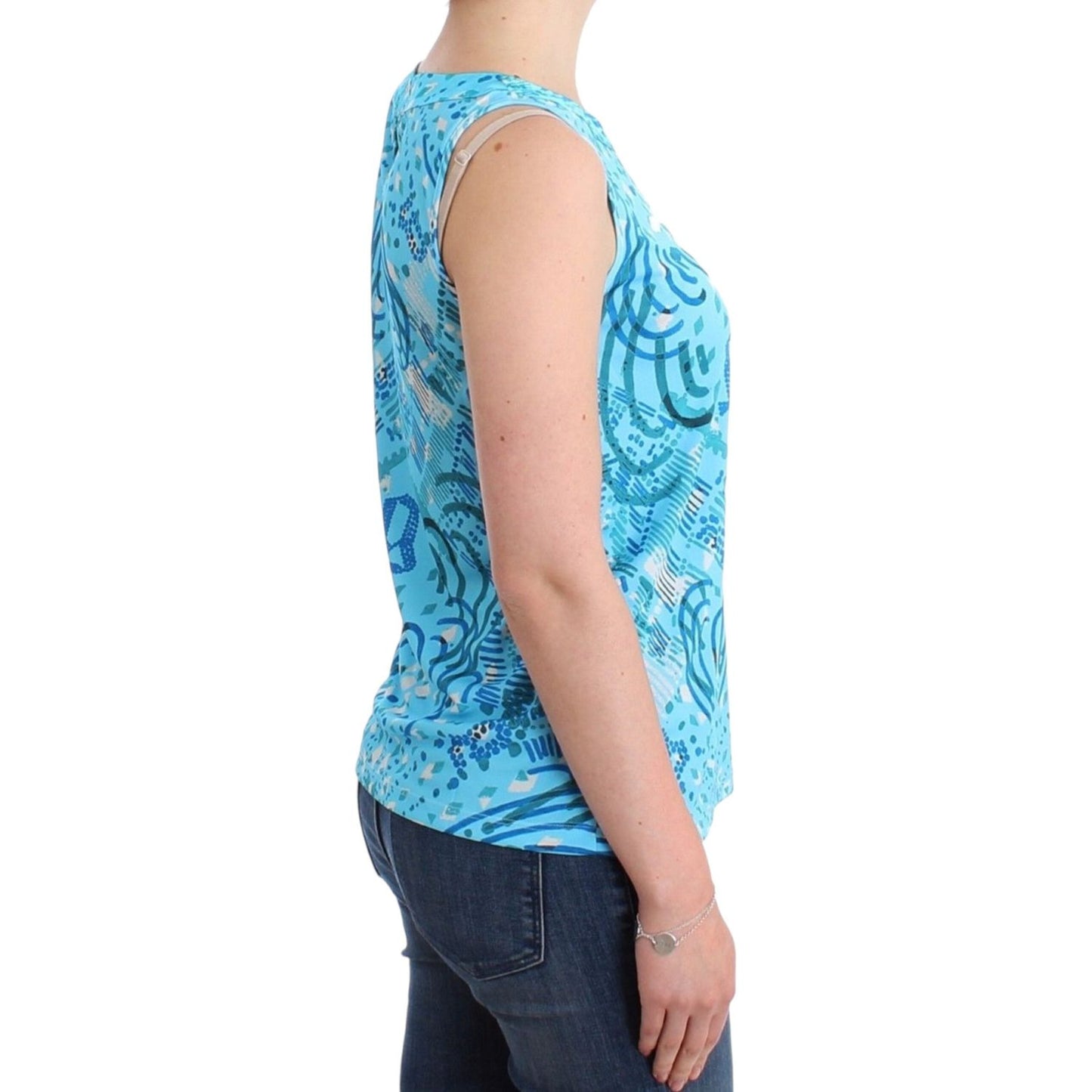 John Galliano Blue printed tank top