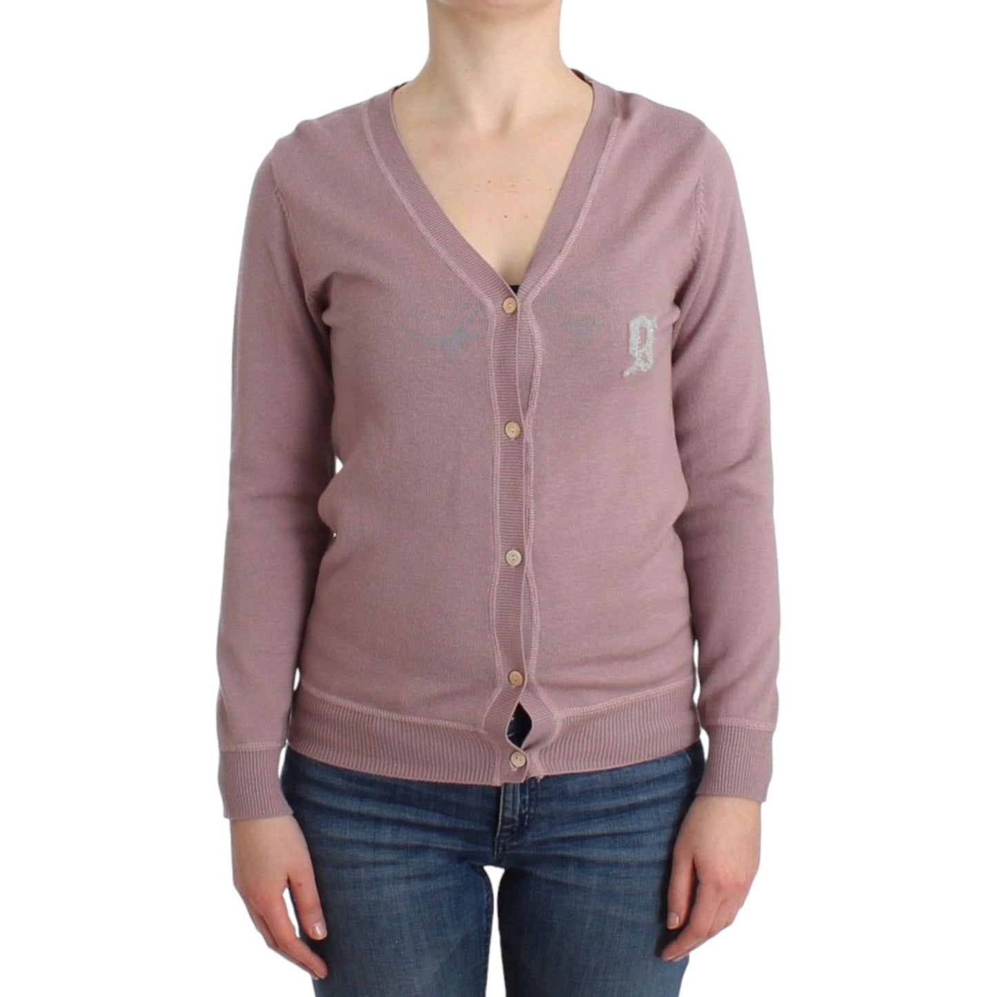 John Galliano Chic Pink V-Neck Wool Cardigan John Galliano