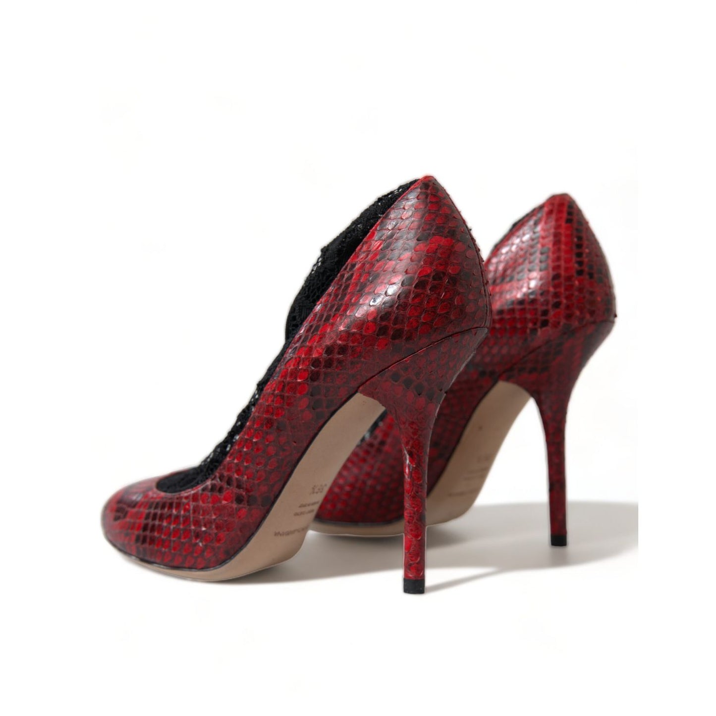 Dolce & Gabbana Red Ayers Leather Lace Socks Pumps Shoes