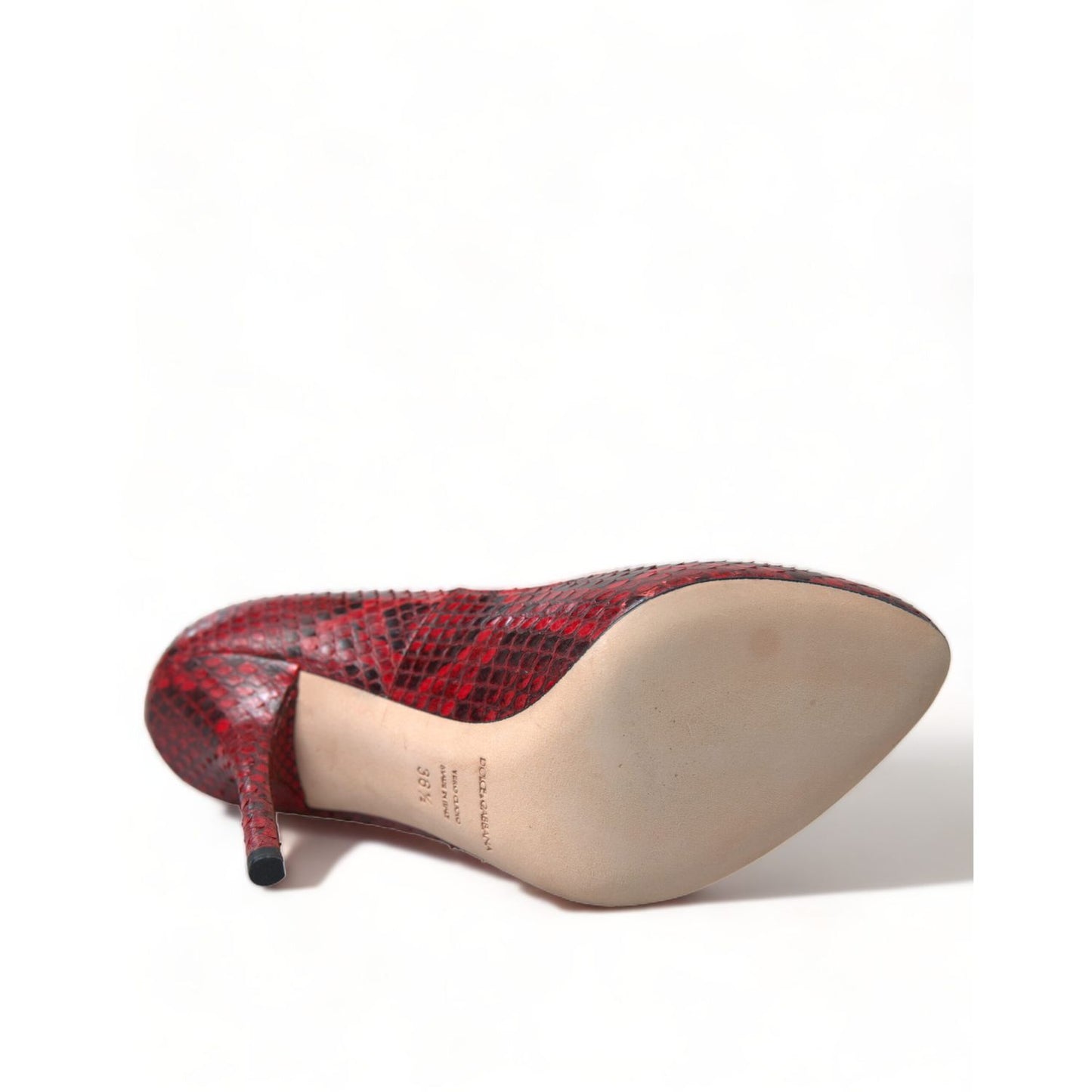 Dolce & Gabbana Red Ayers Leather Lace Socks Pumps Shoes