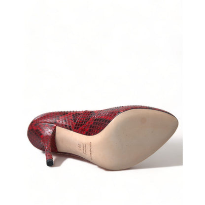 Dolce & Gabbana Red Ayers Leather Lace Socks Pumps Shoes