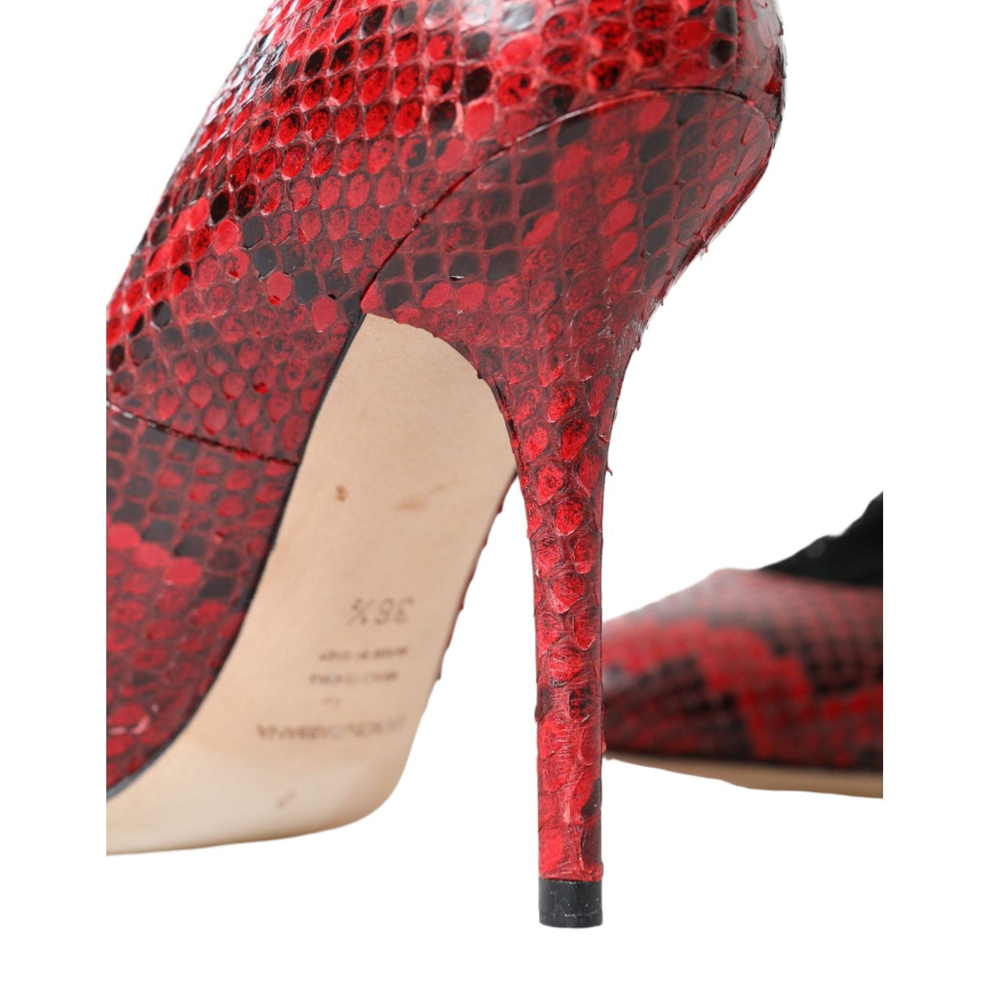 Dolce & Gabbana Red Ayers Leather Lace Socks Pumps Shoes