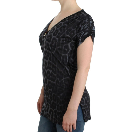 Cavalli Sultry Leopard V-Neck Modal Top Cavalli