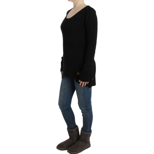 Cavalli Alluring Black Knitted Crew Neck Sweater Cavalli