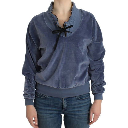 Cavalli Blue velvet cotton sweater